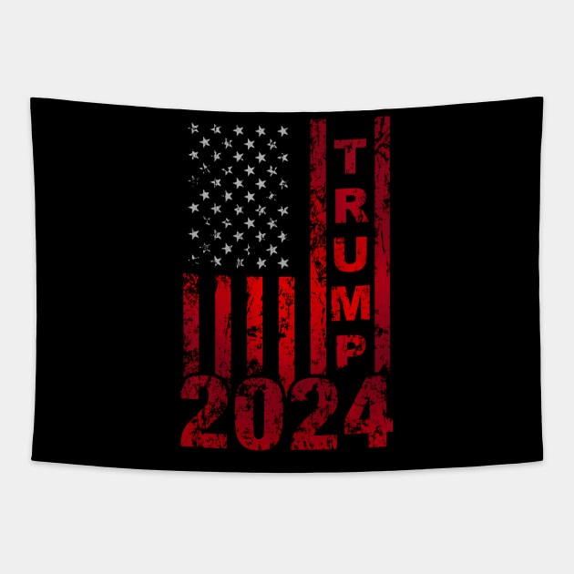 Patriotic Glowing American Flag Trump 2024 Tapestry by lam-san-dan