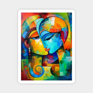 Radha Krishna Abstract Painting Magnet