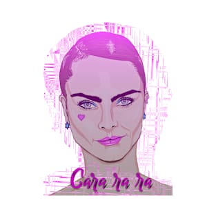 Cara-ra-ra, Cara Delevingne on distorted pink T-Shirt