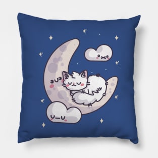 Kawaii Cat Sleeping on the Moon Pillow