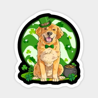 Golden Retriever Dog St Patricks Day Irish Leprechaun Magnet