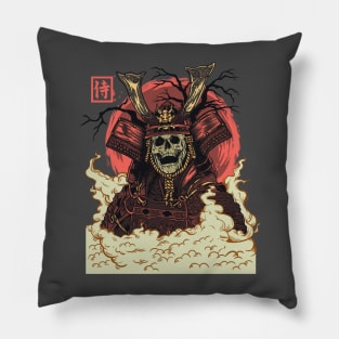 Red Samurai Skull Pillow