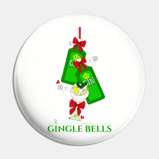 Christmas Gingle Bells Gin Bottles and Cocktail Glass Pin