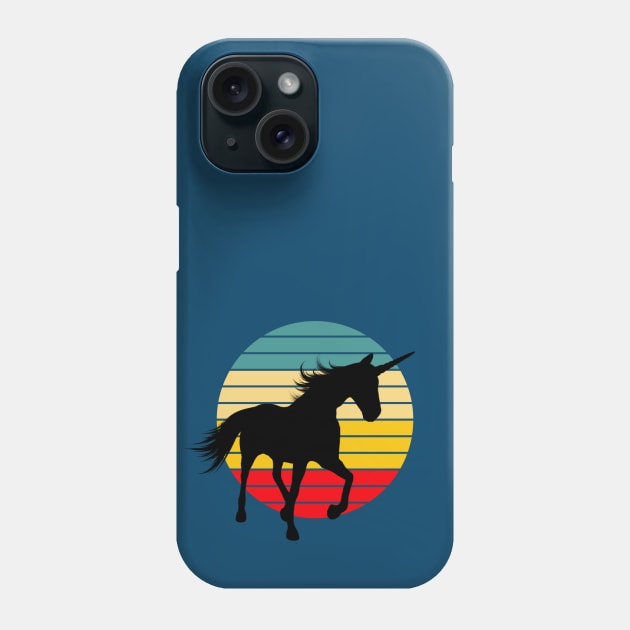 Retro Style Unicorn Silhouette Phone Case by AlondraHanley