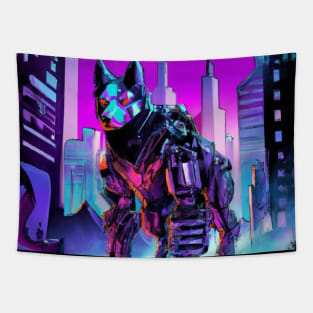 cyborg wolf Tapestry