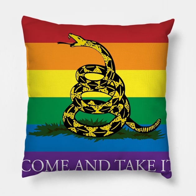 Rainbow Gadsden Come and Take It Pillow by Operation Blazing Sword