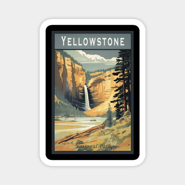 Yellowstone National Park Vintage Poster Magnet by GreenMary Design