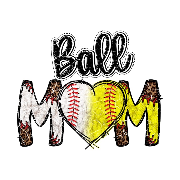 Ball Mom Heart Baseball Softball Mama Women Mothers Day 2023 Shirt by WoowyStore
