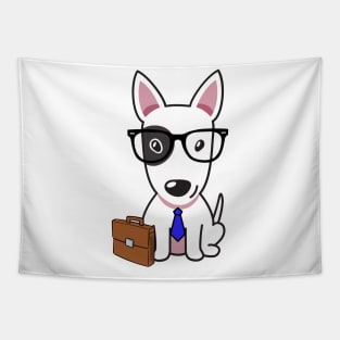 Funny bull terrier is on the way to work Tapestry