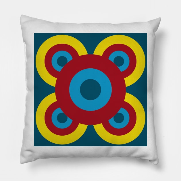 Retro flower in jewel tones Pillow by susyrdesign