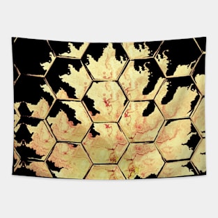 Yellow Watercolor Leaves Autumn Beehive Tapestry