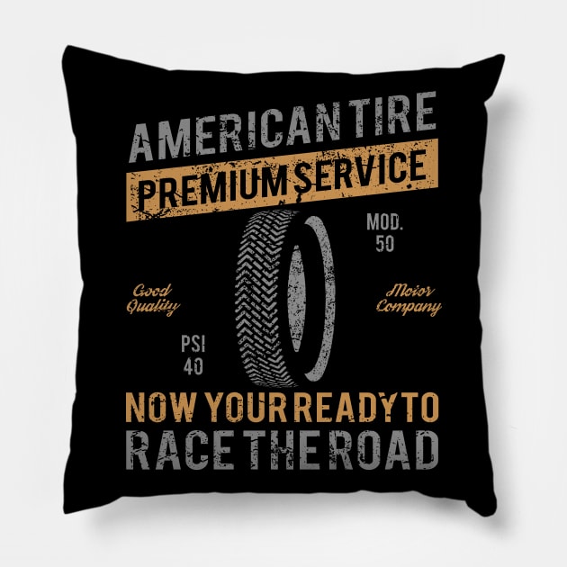 American Tire Race Company Pillow by JakeRhodes