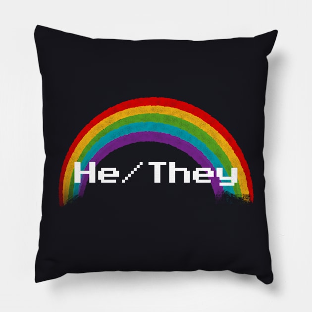 Rainbow Pronouns - He/They Pillow by FindChaos