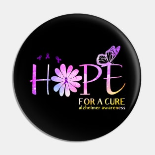 Hope For A Cure Alzheimer Awareness Flower Gift Pin