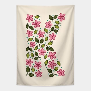 Floral Monogram Letter K Tapestry