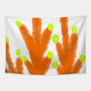 Orange green watercolor abstract art Tapestry