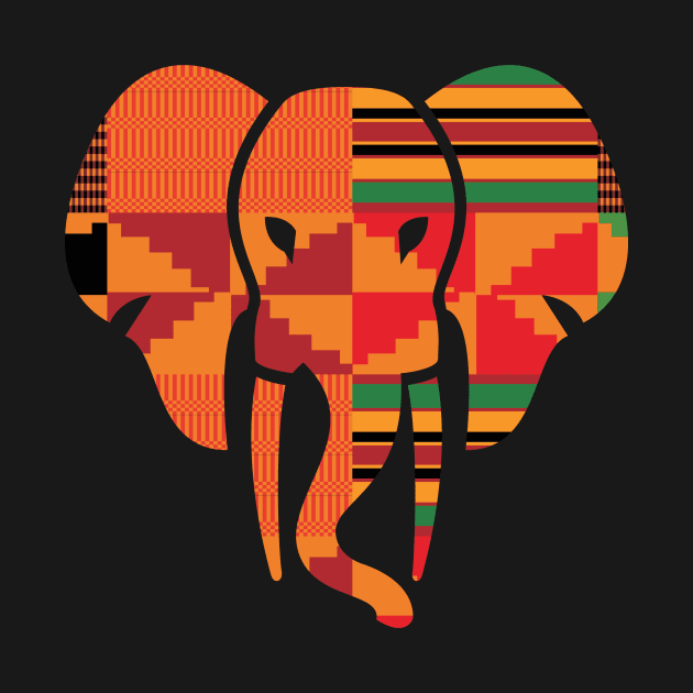 Elephant Animal with African Kente Pattern by kentevibes