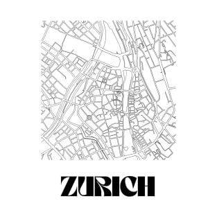 Retro Map of Zurich, Switzerland Minimalist Line Drawing T-Shirt