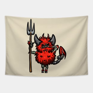 Embarrassed Devil on my Shoulder Cartoon Logo Mascot Tapestry