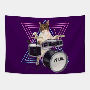 Cat playing the drums Tapestry