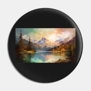 Majestic Peaks and Serene Lakes: A Vibrant Mountain Landscape Oil Painting #4 Pin