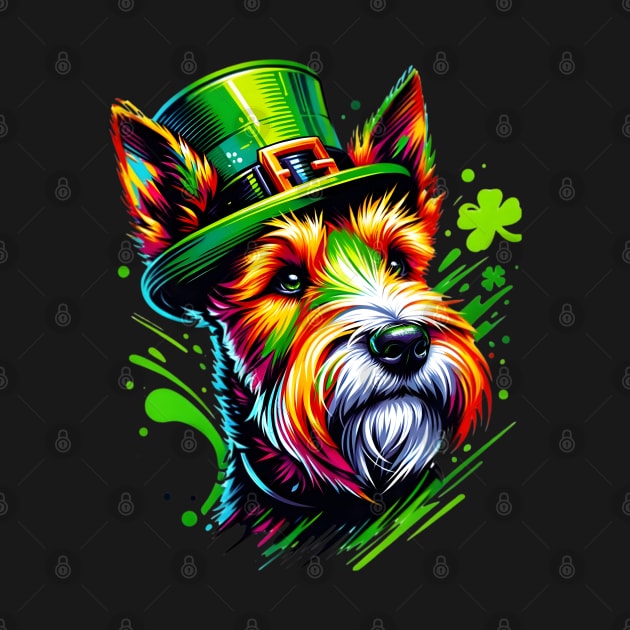 Welsh Terrier in Leprechaun Hat for St Patrick's Day by ArtRUs