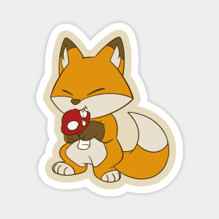 Fox Eating Mushroom Magnet