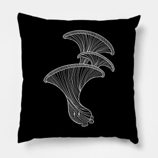 Oyster Mushroom White Lineart Pillow