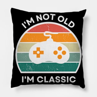 I'm not old, I'm Classic | Game Controller | Retro Hardware | Vintage Sunset | '80s '90s Video Gaming Pillow