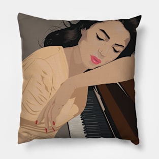 Lady Playing Piano Pillow