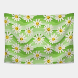 Wavy Daisies - Green Tapestry