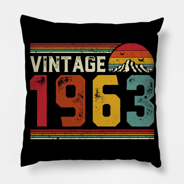 Vintage 1963 Birthday Gift Retro Style Pillow by Foatui