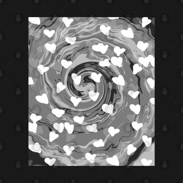 Valentine’s Day Greyscale Liquid Swirls Retro Pattern by Jennggaa