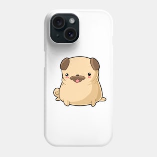 Kawaii pug dog sitting Phone Case