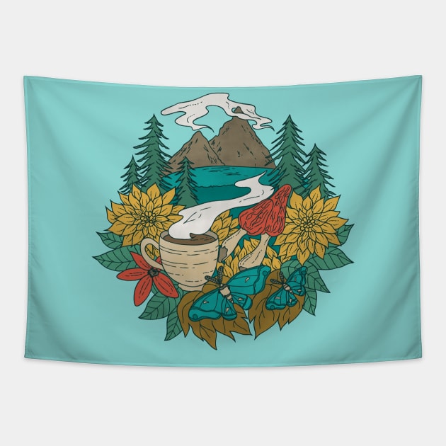 Pacific Northwest Coffee and Nature Tapestry by Tamara Lance
