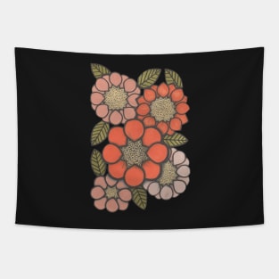 Flower Power, orange and pink, retro florals Tapestry