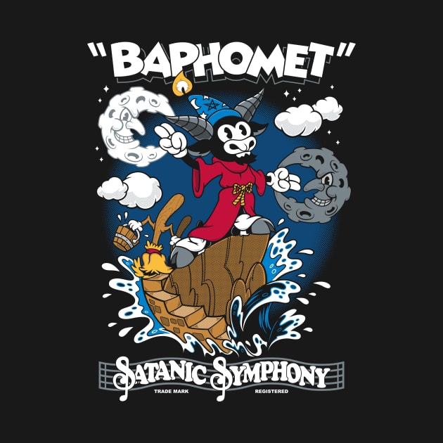 Baphomet Sorcerer - Vintage Cartoon Fantasy Goth - Satanic Symphony by Nemons