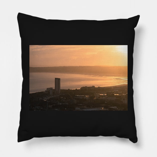 A Bay from the Heavens - Swansea - 2012 Pillow by SimplyMrHill