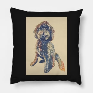 Rainbow Labradoodle Print Pillow