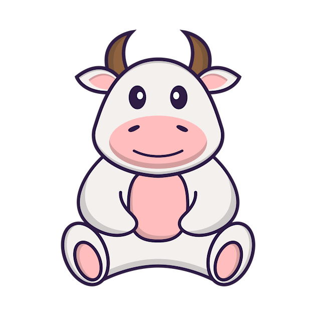 Cute cow is sitting by kolega