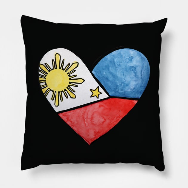 Philippines Flag Love Pillow by bubbsnugg