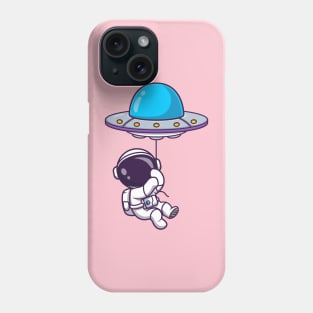 Cute Astronaut Floating With UFO Balloon Cartoon Phone Case