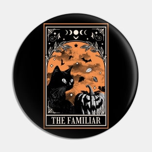 Black Cat Tarot Card - Witch Familiar Witchcraft Halloween Pin