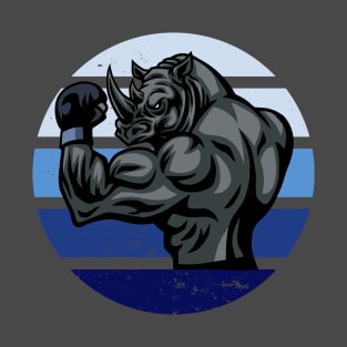 BOXING MUSCULAR RHINO TOUGH ON VINTAGE SUNSET T-Shirt