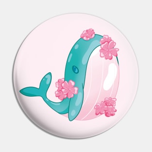 Sakura Whale Pin