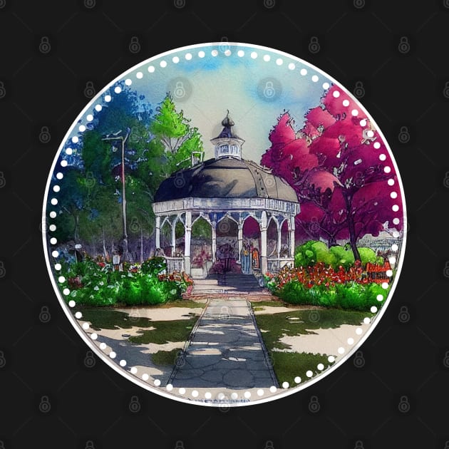 Gazebo at Town Square - Spring - Blue Sky II - Gilmore by Fenay-Designs