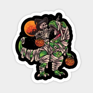 Halloween Skeleton Riding Dinosaur Magnet