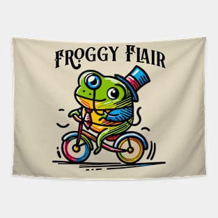 Frog on a bicycle, Froggy Flair Tapestry