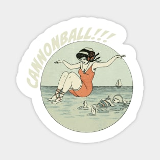 Vintage swimming image of woman doing a cannonball Magnet