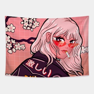 Japanese Retro Cherry Blossom Tapestry